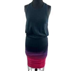 SUNDRY Blue Pink Purple Gradient Dress Cotton Tie Dye Ribbed Crew Pullover Sz 1